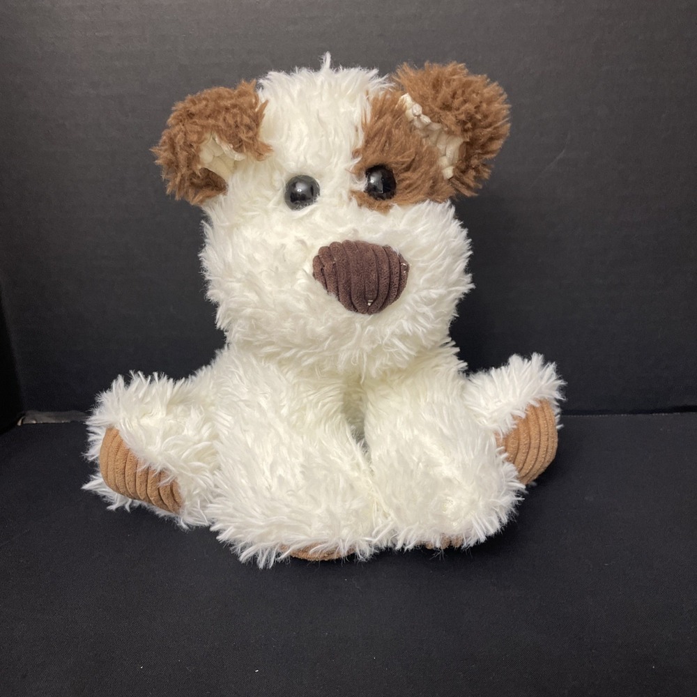 Fiesta Scruffy Stuffed Animal Dog Brown White Sitting Corduroy Nose‎ Paws